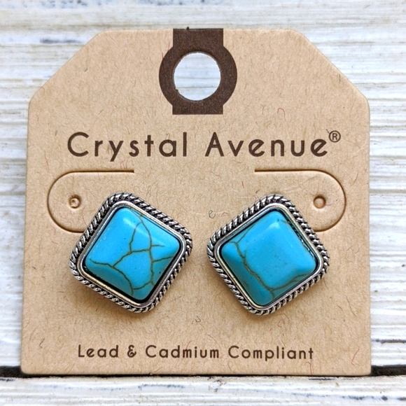 Boho Festival Turquoise Stud Fashion Earrings - Picture 1 of 8